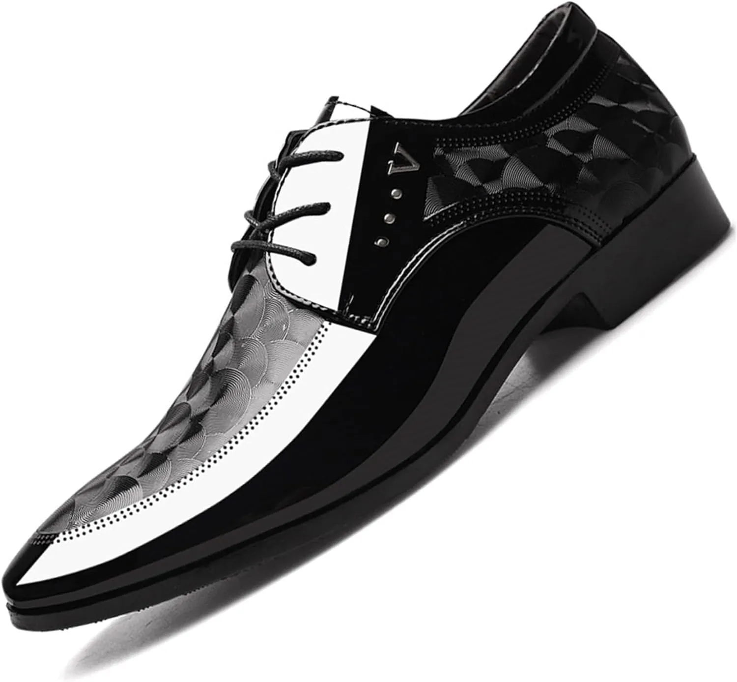 Men's Vintage Elegant Patent Leather Dress Shoes Lace-up Formal Business Oxfords Wedding Prom