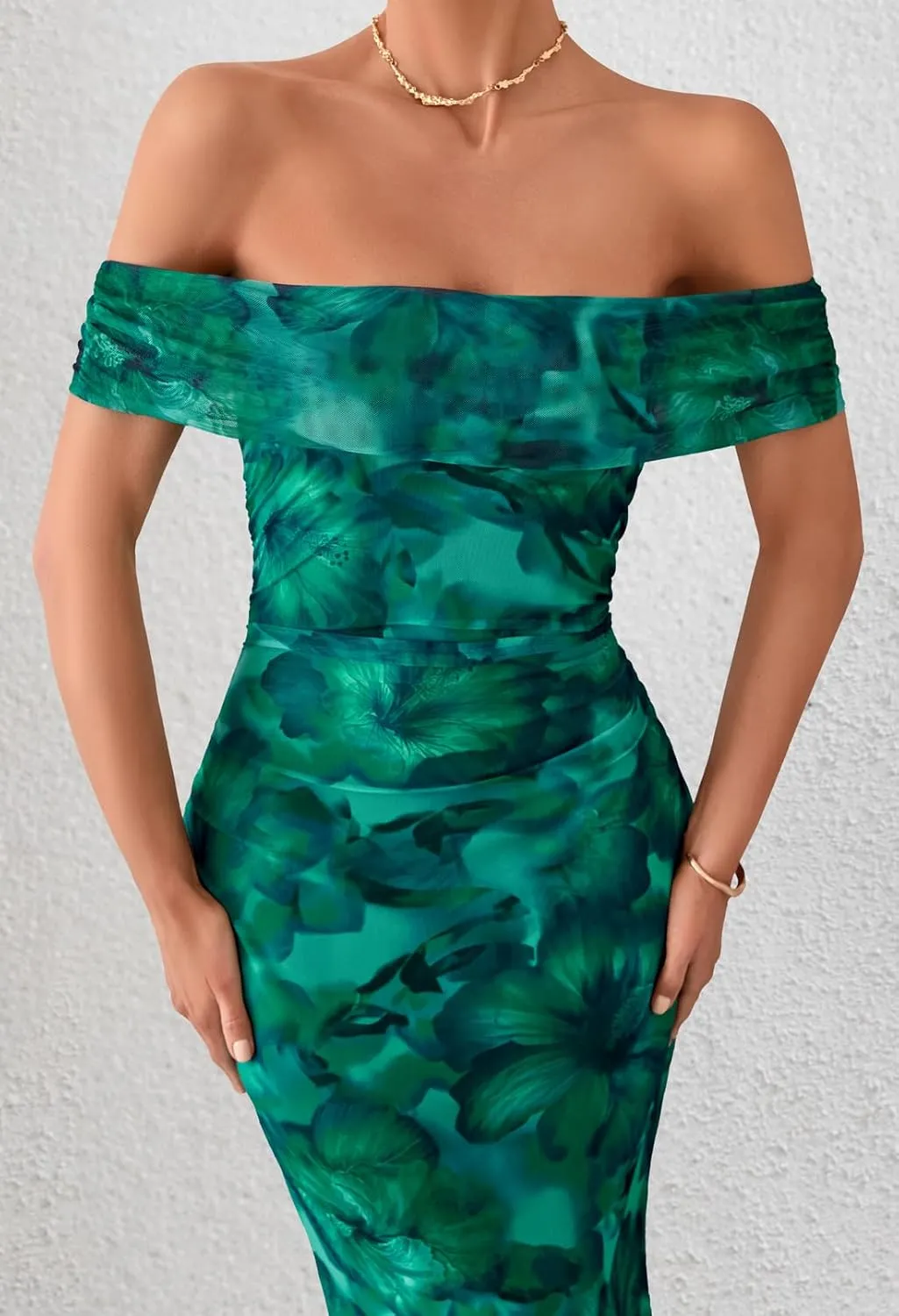 MEROKEETY Women's Summer Off Shoulder Floral Maxi Dress 2025 Formal Wedding Guest Cocktail Bodycon Dresses
