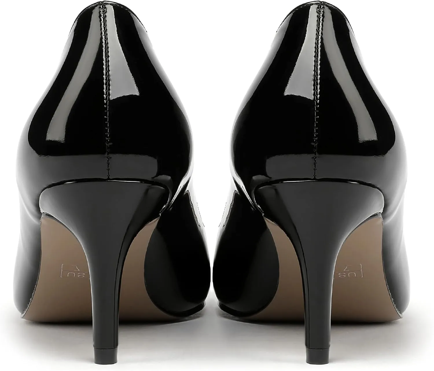 MERRORI Women's Patent Square Toe Slip On Solid Stiletto Mid Heel Pumps Shoes 2.5 Inch
