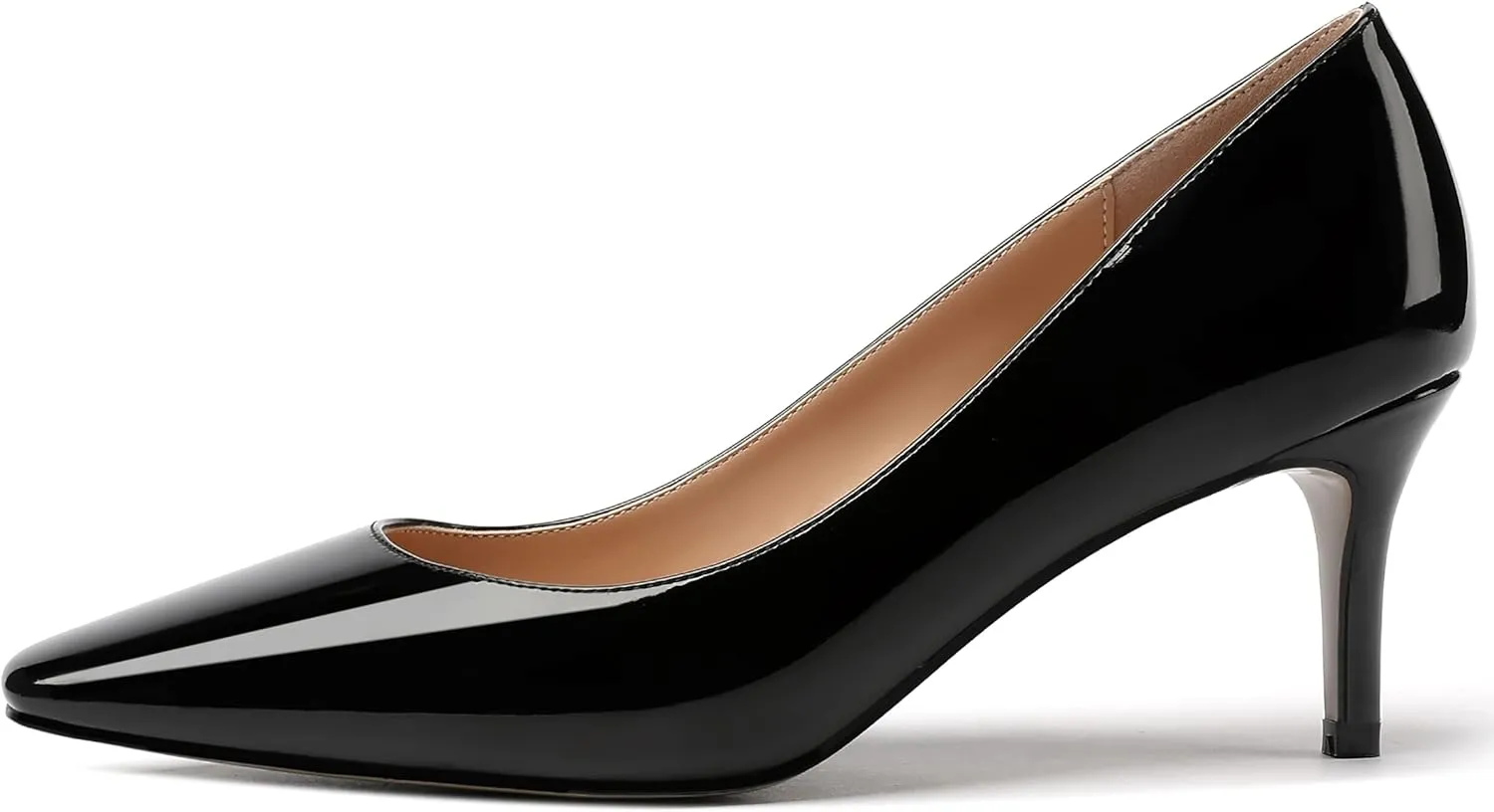 MERRORI Women's Patent Square Toe Slip On Solid Stiletto Mid Heel Pumps Shoes 2.5 Inch