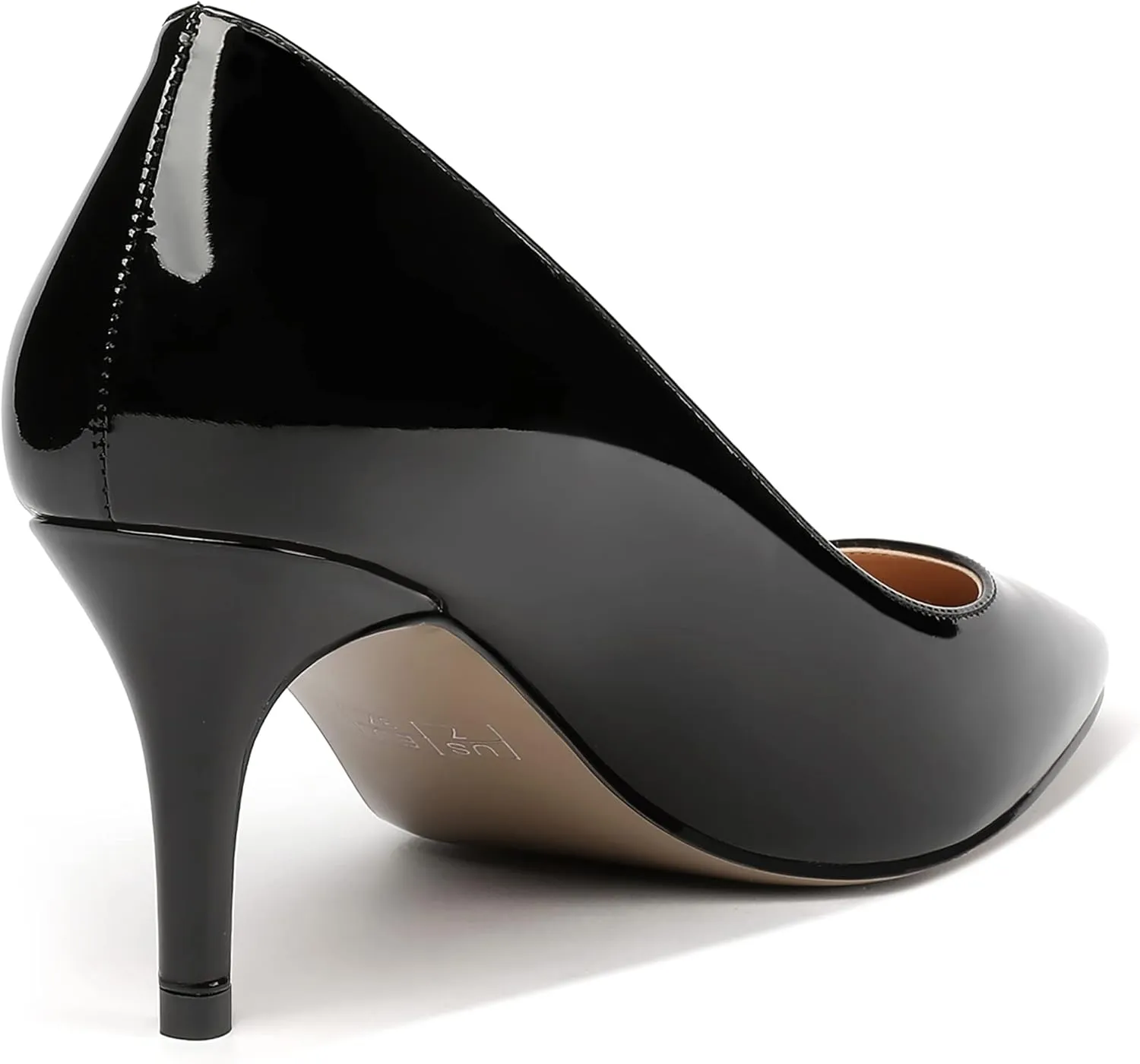 MERRORI Women's Patent Square Toe Slip On Solid Stiletto Mid Heel Pumps Shoes 2.5 Inch