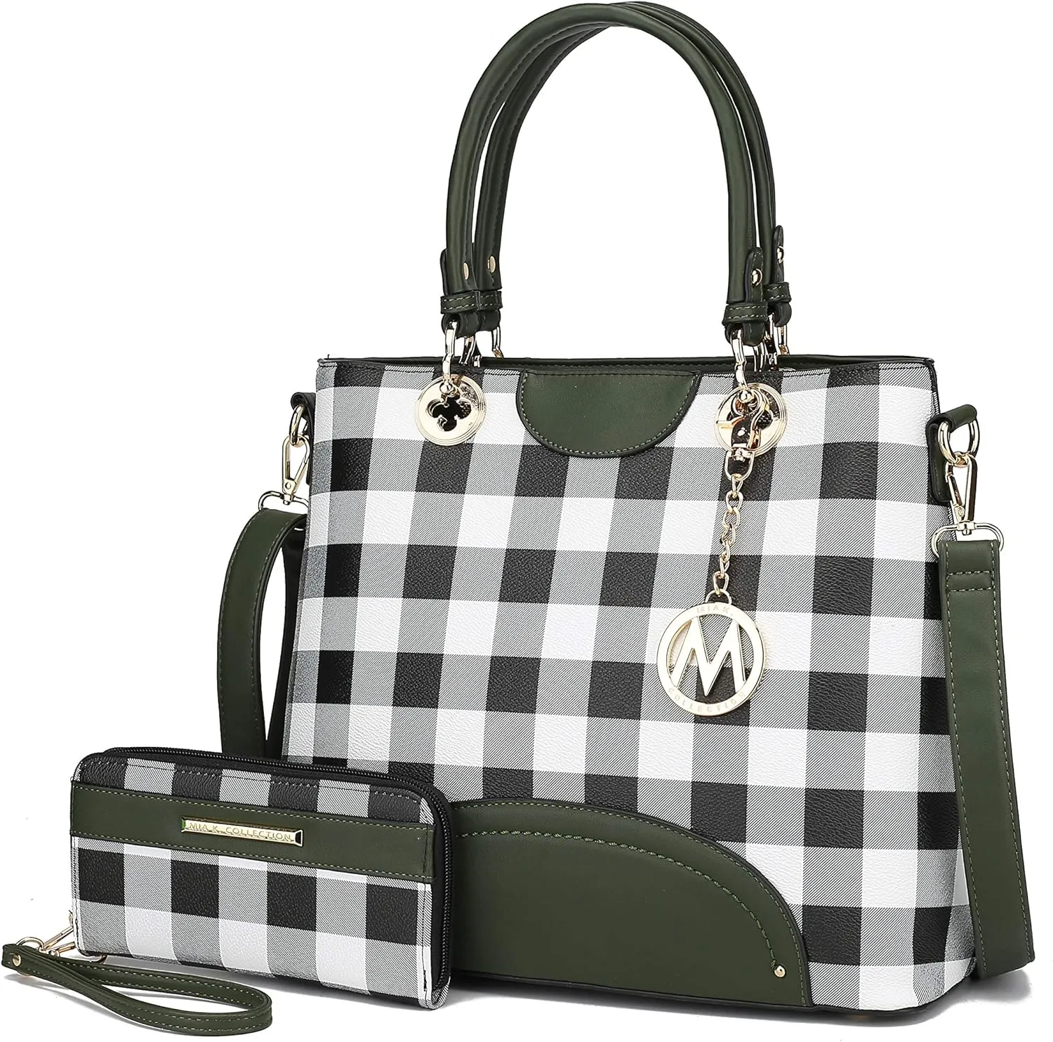 Mia K Collection Shoulder Bag for Women & Wristlet Wallet Purse Set: PU Leather Crossbody Tote Top-Handle Handbag