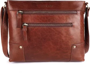 Mia Soft Real Leather Womens Crossbody Handbags and Purses-Triple Zip Premium Sling Crossover Shoulder Bag