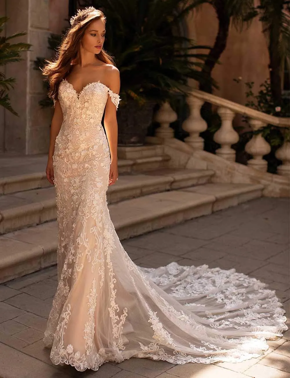 Miao Duo Women's Beach Wedding Dresses for Bride 2025 Long Lace Wedding Bridal Gowns YZTSWD057