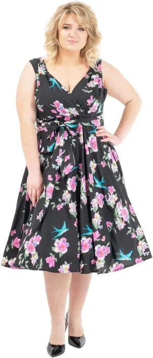 Miss Lavish London Women's Plus Size Dresses Floral Retro Rockabilly 40s and 50s Vintage Bridesmaid Dresses