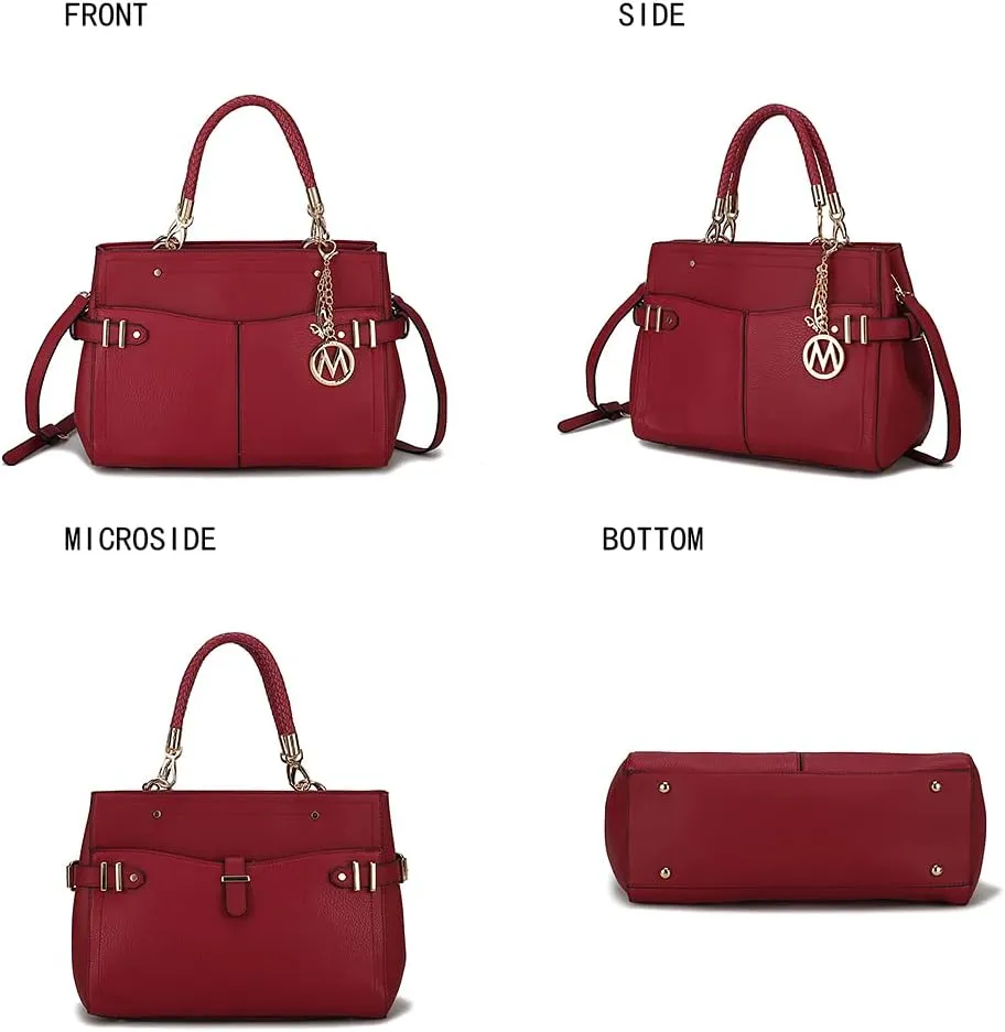 MKF Collection 2Pcs Satchel Bag for Women, Vegan Leather Crossbody Bag, Wristlet Bag Handbag Purse Tote Bag Set By Mia K