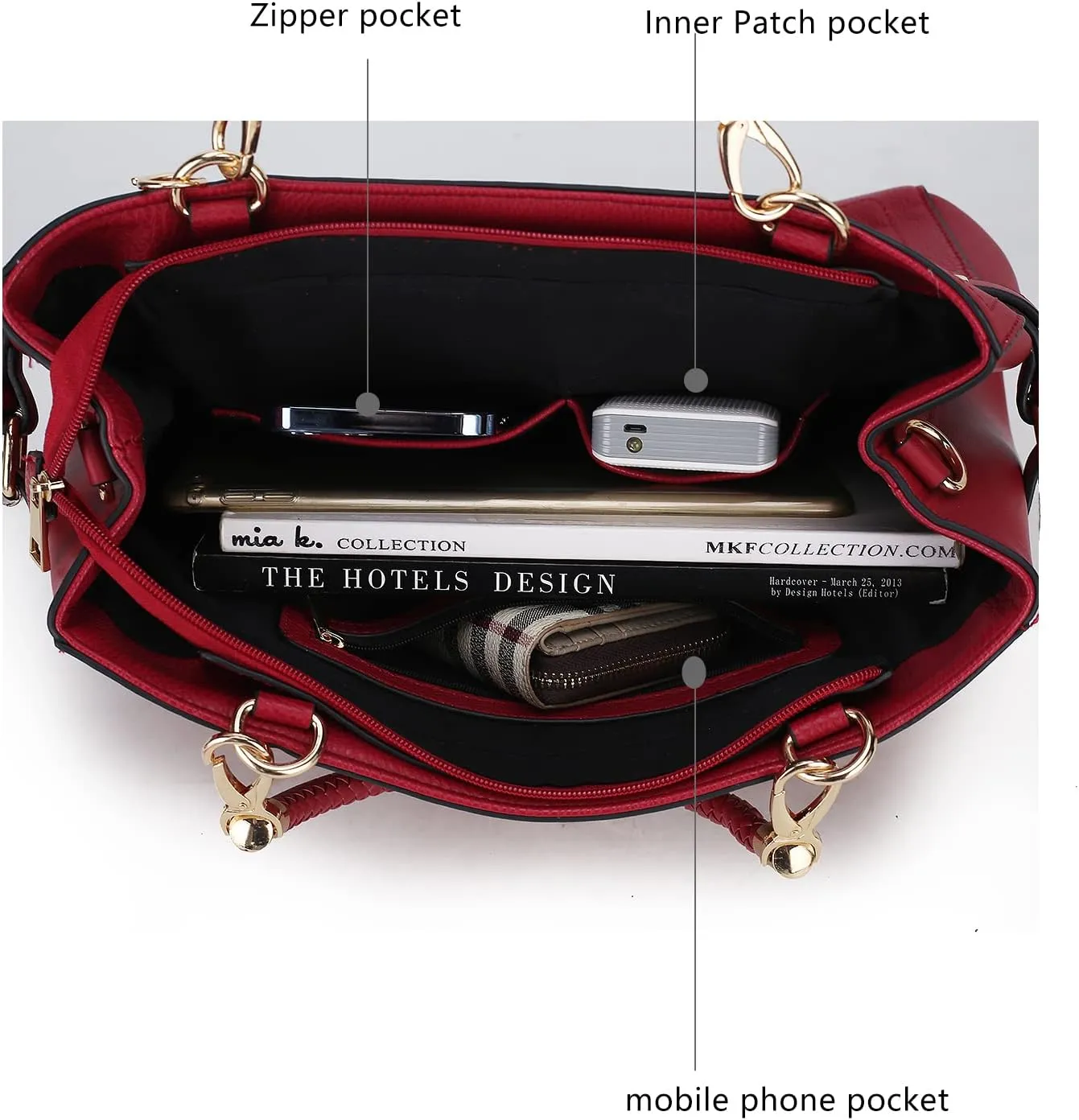 MKF Collection 2Pcs Satchel Bag for Women, Vegan Leather Crossbody Bag, Wristlet Bag Handbag Purse Tote Bag Set By Mia K