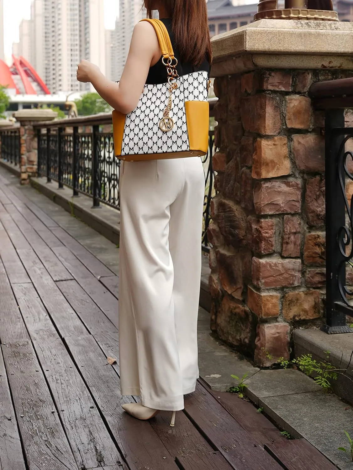 MKF Collection Shoulder Bag for Women, PU Leather Pocketbook Top-Handle Crossbody Purse Tote Satchel Handbag