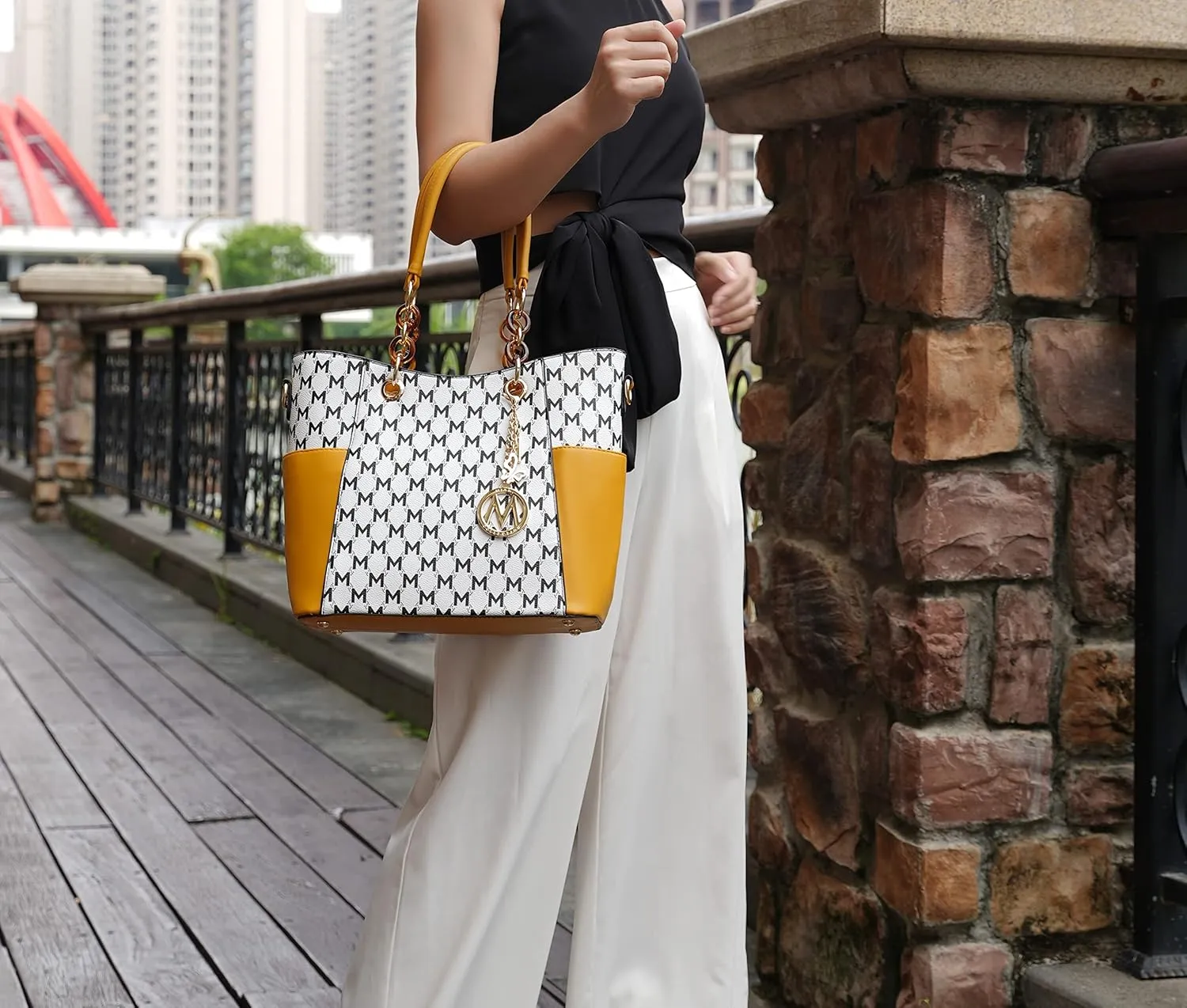 MKF Collection Shoulder Bag for Women, PU Leather Pocketbook Top-Handle Crossbody Purse Tote Satchel Handbag