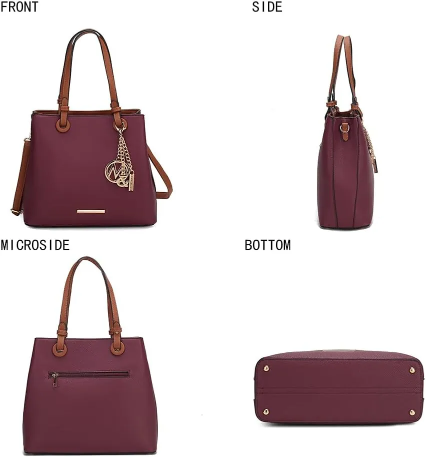MKF Collection Tote Bag for Women, Vegan Leather Top-Handle Handbag Crossover Purse