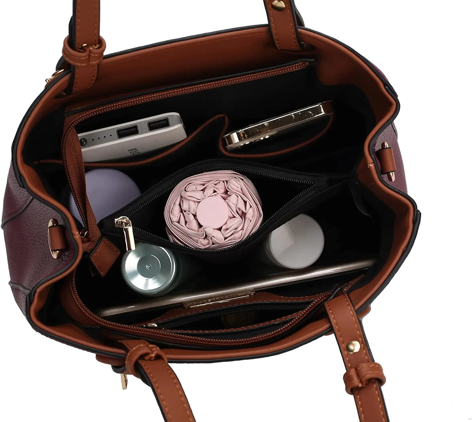 MKF Collection Tote Bag for Women, Vegan Leather Top-Handle Handbag Crossover Purse