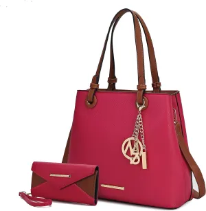 MKF Collection Tote Bag for Women With Wallet, Vegan Leather Top-Handle Handbag Crossover Purse by Mia k