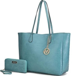 MKF Collection Tote Bag with Wristlet Wallet for Women, Vegan Leather Top-Handle Shoulder Bag Handbag Purse By Mia K