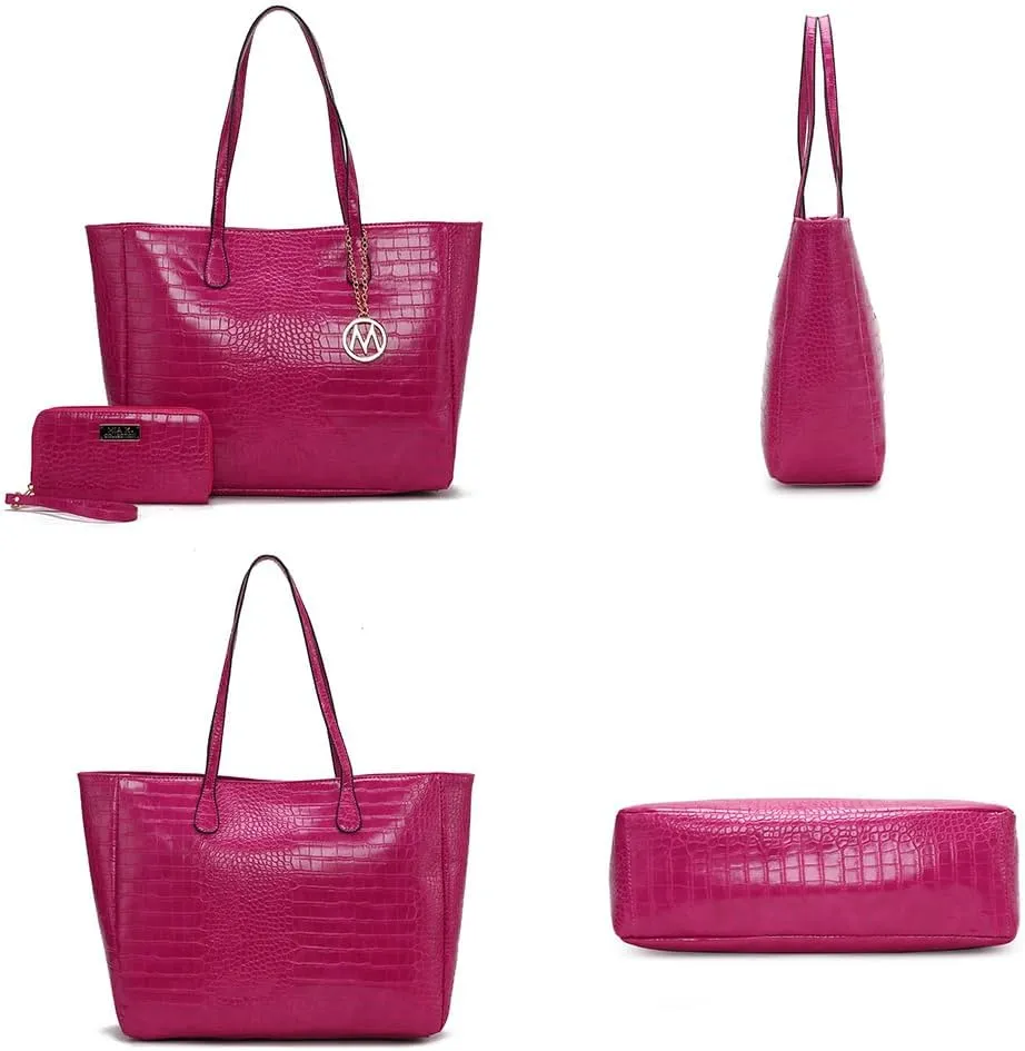 MKF Collection Tote Bag with Wristlet Wallet for Women, Vegan Leather Top-Handle Shoulder Bag Handbag Purse By Mia K