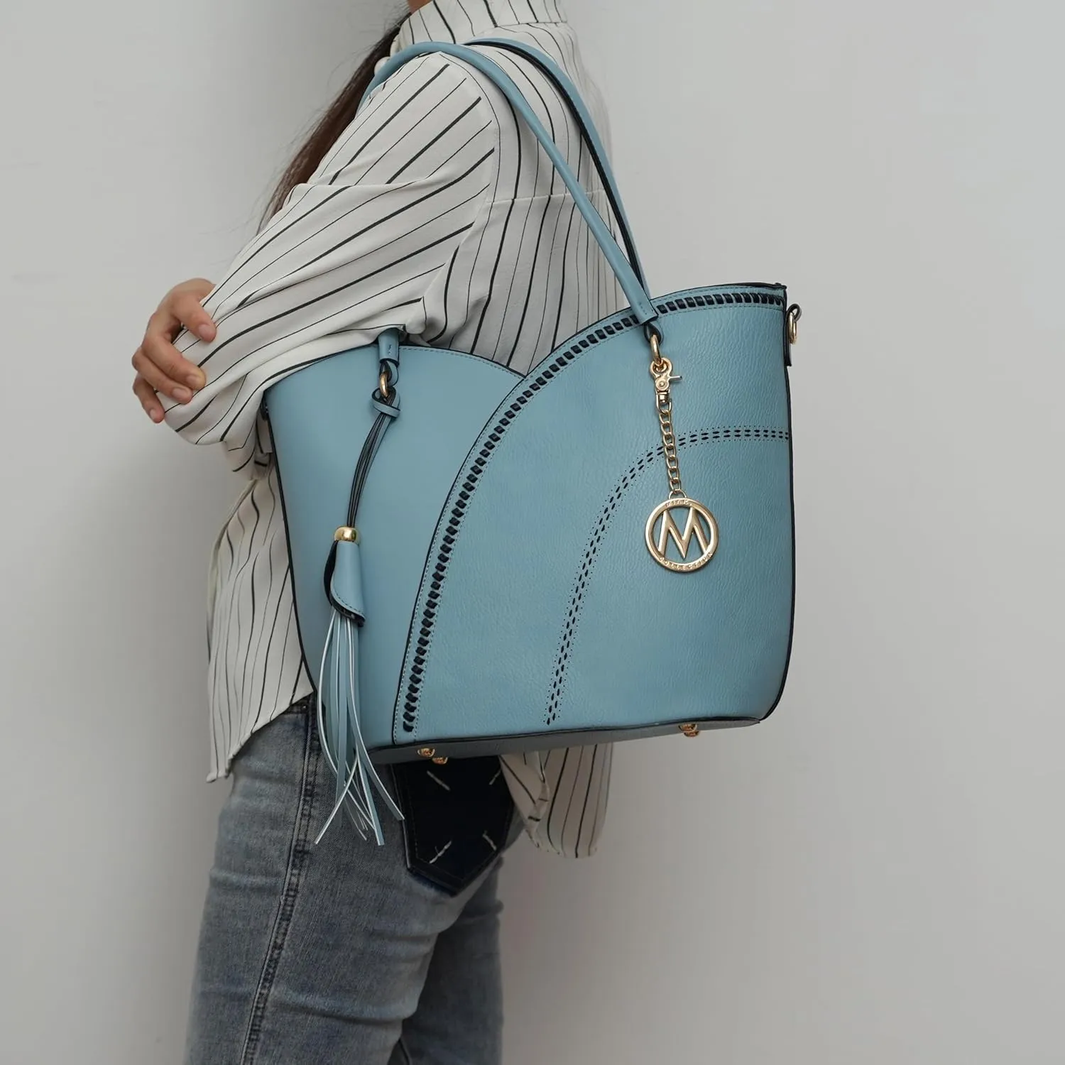 MKF Collection Tote Bag With Wristlet Wallet for Women,Vegan Leather Set Handbag Purse, Top-Handle 2 Pieces By Mia K