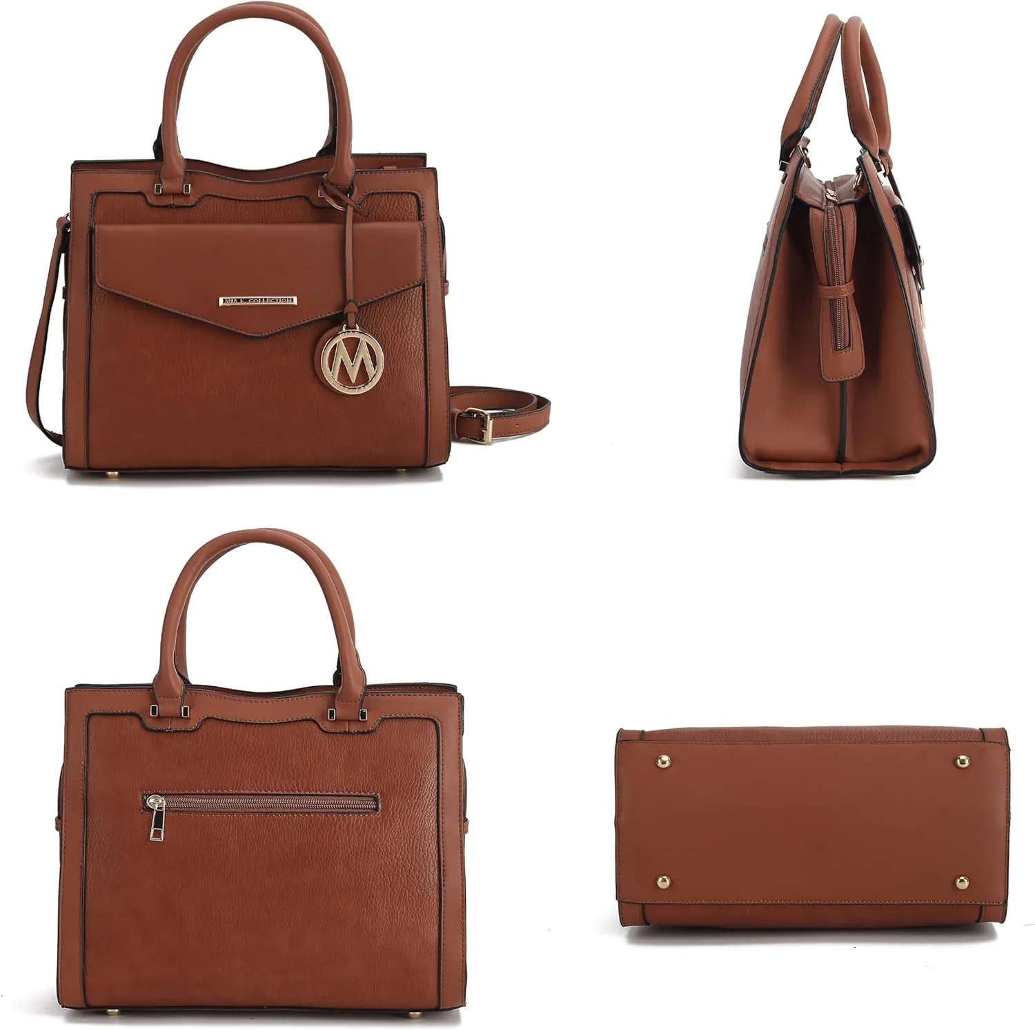 MKF Collection Women's Shoulder Bag, PU Leather Purse, Satchel Bag Crossbody Strap, Top Handle Large Handbag by Mia K