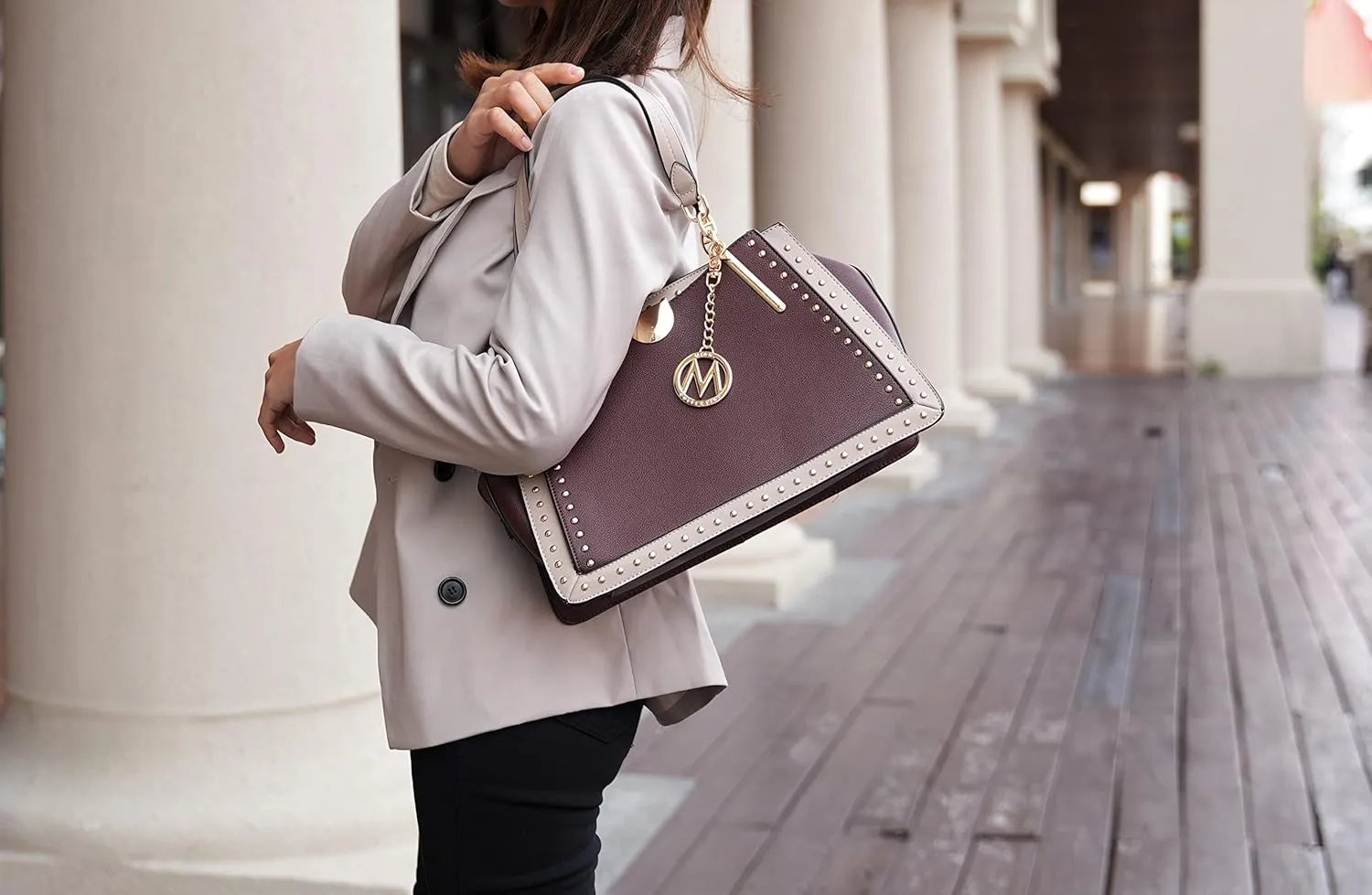 MKF Crossbody Satchel Bags for Women – PU Leather Shoulder Pocketbook Handbag – Lady Top Handle Tote Purse