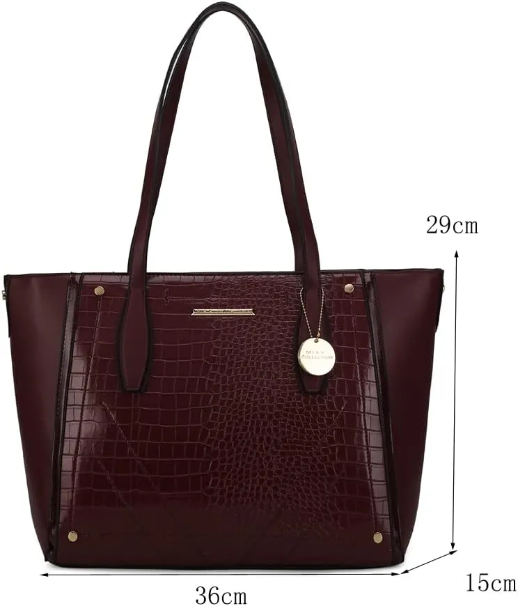 MKF Satchel Handbag for Women: PU Leather Shoulder Bag – Top Handle Tote Purse, Ladies Fashion Pocketbook
