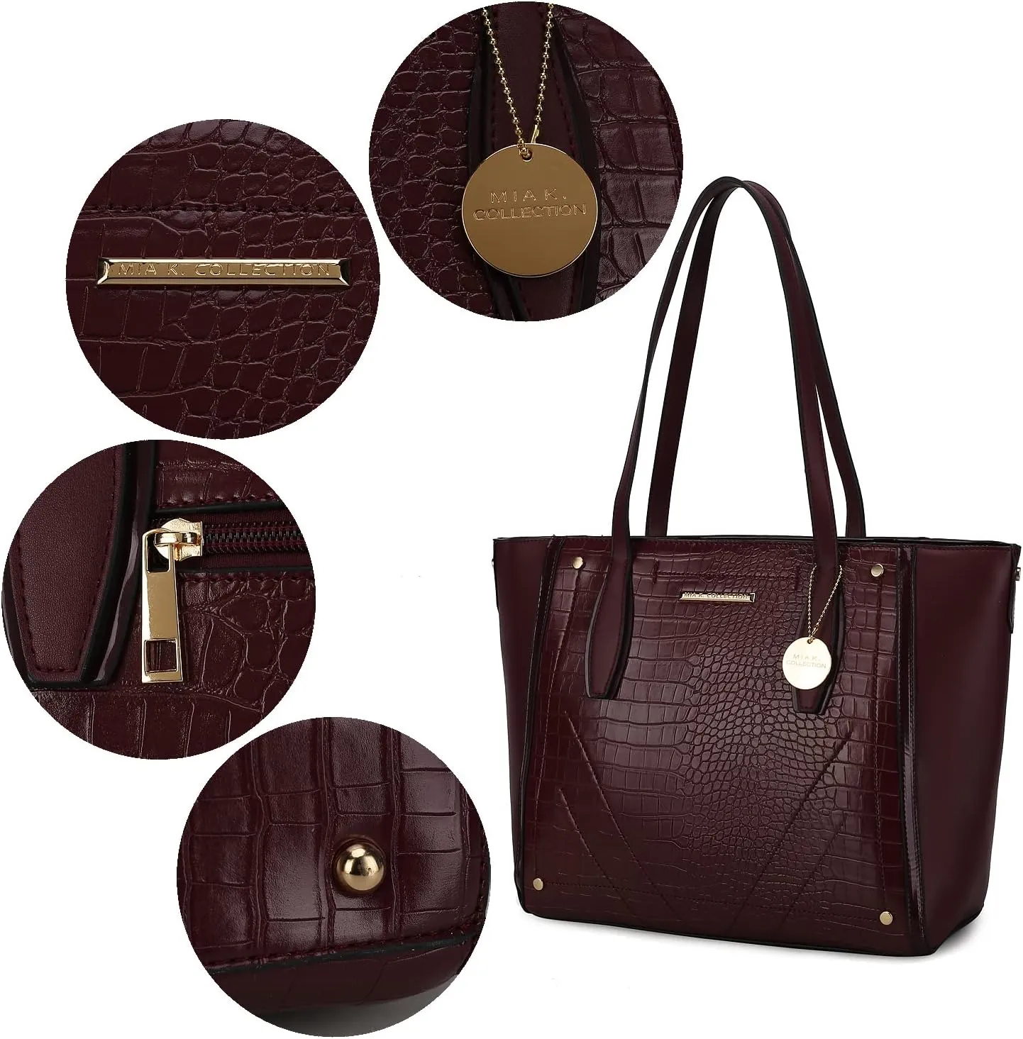 MKF Satchel Handbag for Women: PU Leather Shoulder Bag – Top Handle Tote Purse, Ladies Fashion Pocketbook