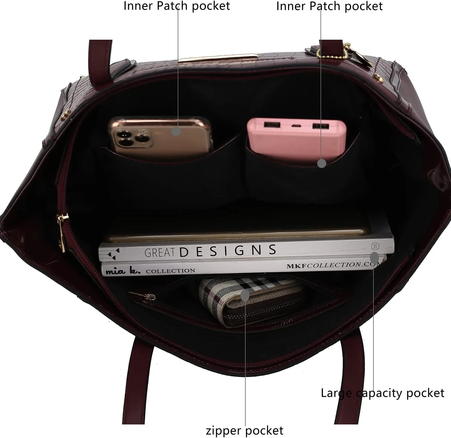 MKF Satchel Handbag for Women: PU Leather Shoulder Bag – Top Handle Tote Purse, Ladies Fashion Pocketbook