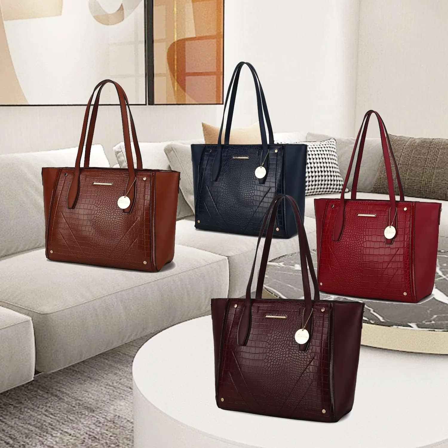 MKF Satchel Handbag for Women: PU Leather Shoulder Bag – Top Handle Tote Purse, Ladies Fashion Pocketbook