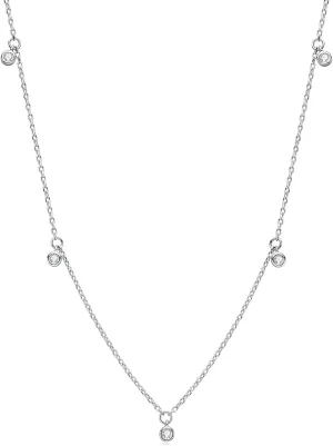 Moissanite Necklace for Women Sterling Silver, Station Tennis Choker Layering Bezel Set Chain, 2.5MM to 4MM Dainty Simple Adjustable 16 Inch to 18 Inch