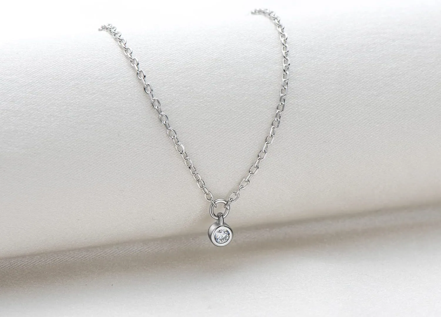 Moissanite Necklace for Women Sterling Silver, Station Tennis Choker Layering Bezel Set Chain, 2.5MM to 4MM Dainty Simple Adjustable 16 Inch to 18 Inch