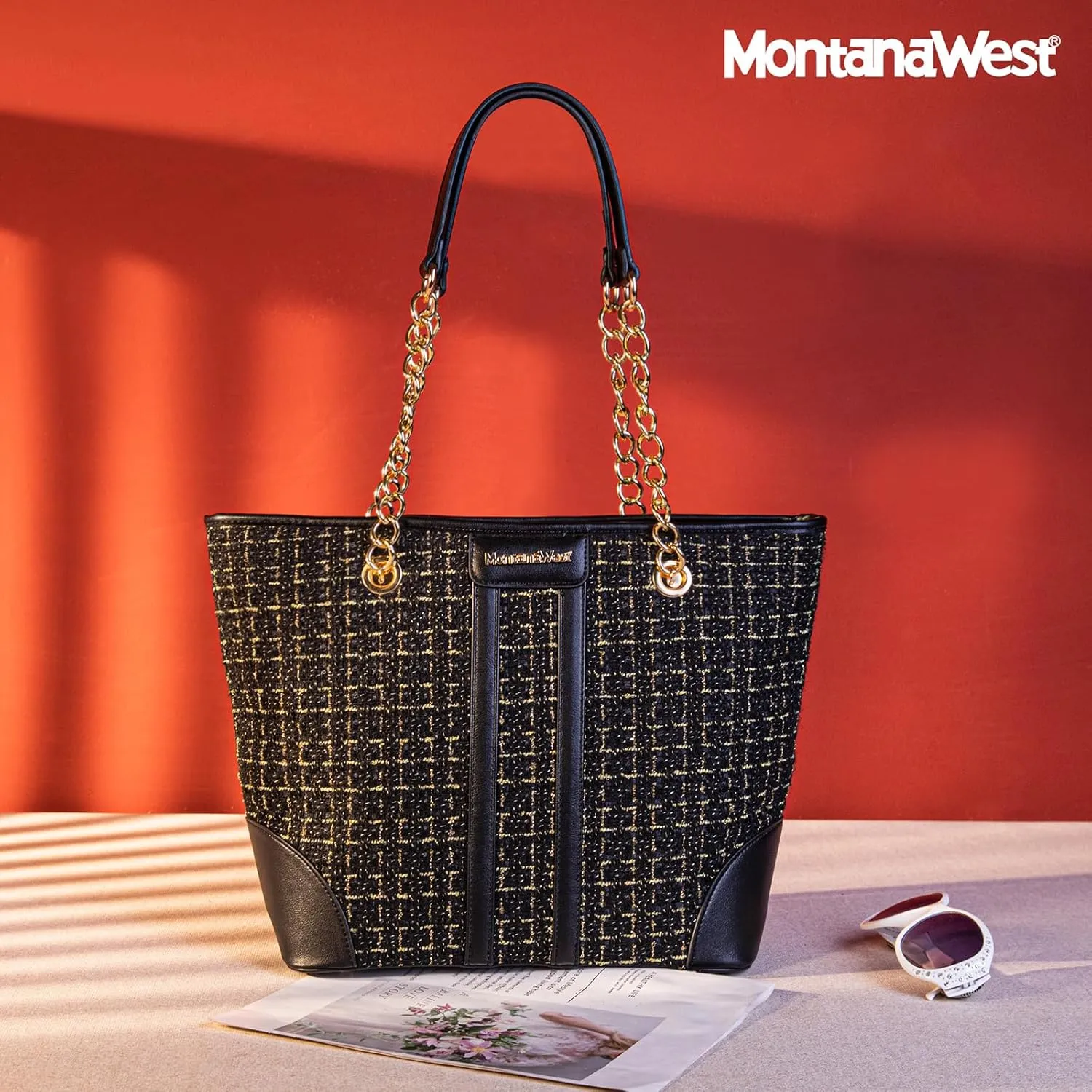Montana West MEDIUM Tote Bag for Women Quilted Chain Handbags Shoulder Purse