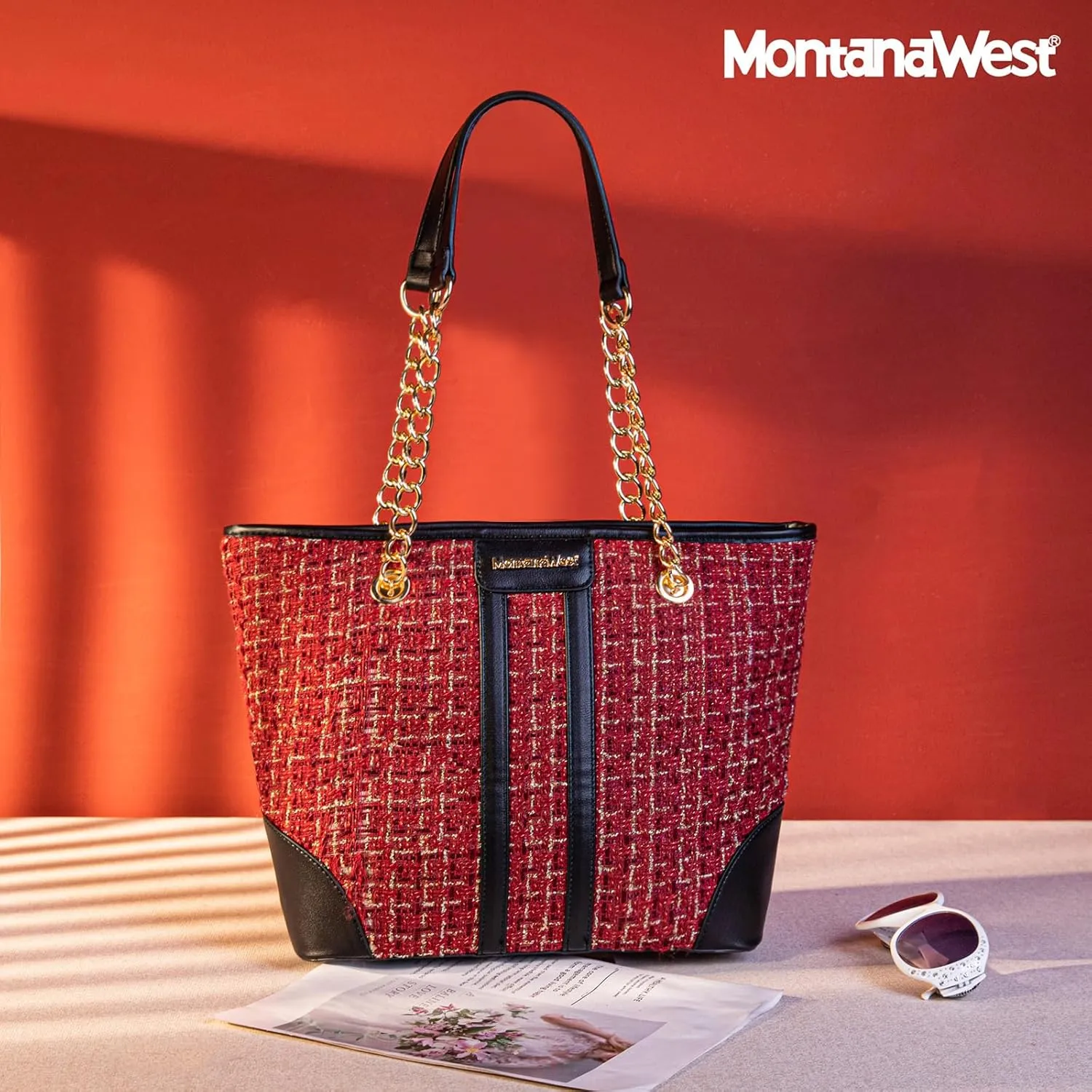 Montana West MEDIUM Tote Bag for Women Quilted Chain Handbags Shoulder Purse