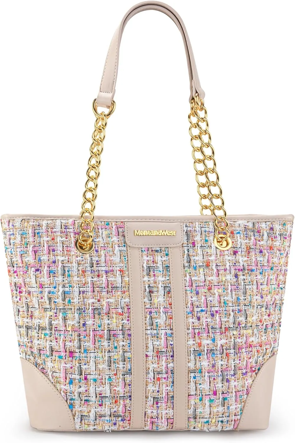 Montana West MEDIUM Tote Bag for Women Quilted Chain Handbags Shoulder Purse