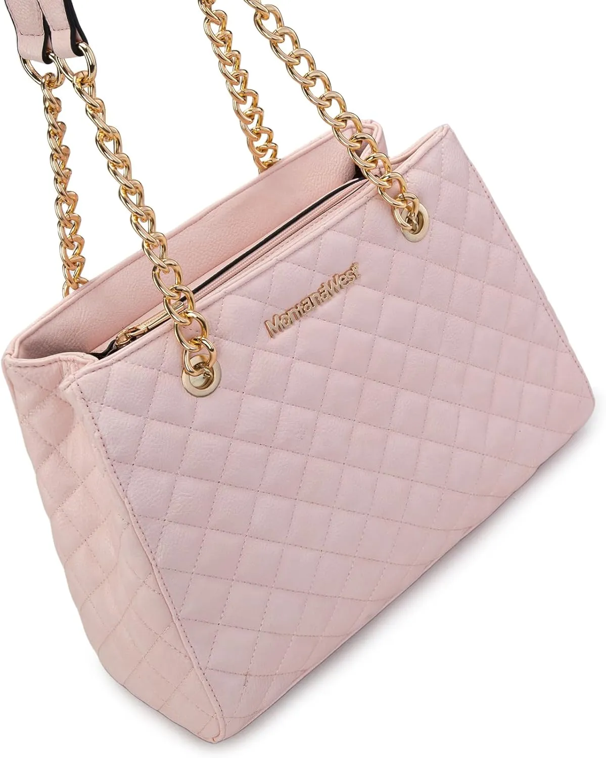 Montana West MEDIUM Tote Bag for Women Quilted Chain Handbags Shoulder Purse
