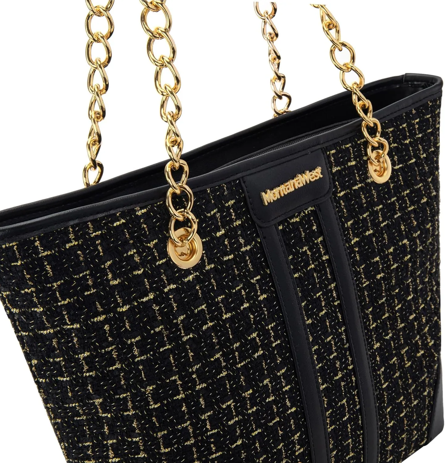 Montana West MEDIUM Tote Bag for Women Quilted Chain Handbags Shoulder Purse