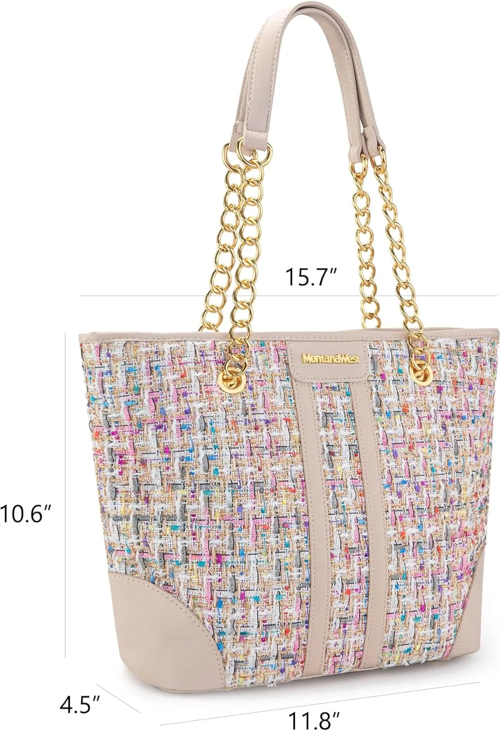 Montana West MEDIUM Tote Bag for Women Quilted Chain Handbags Shoulder Purse