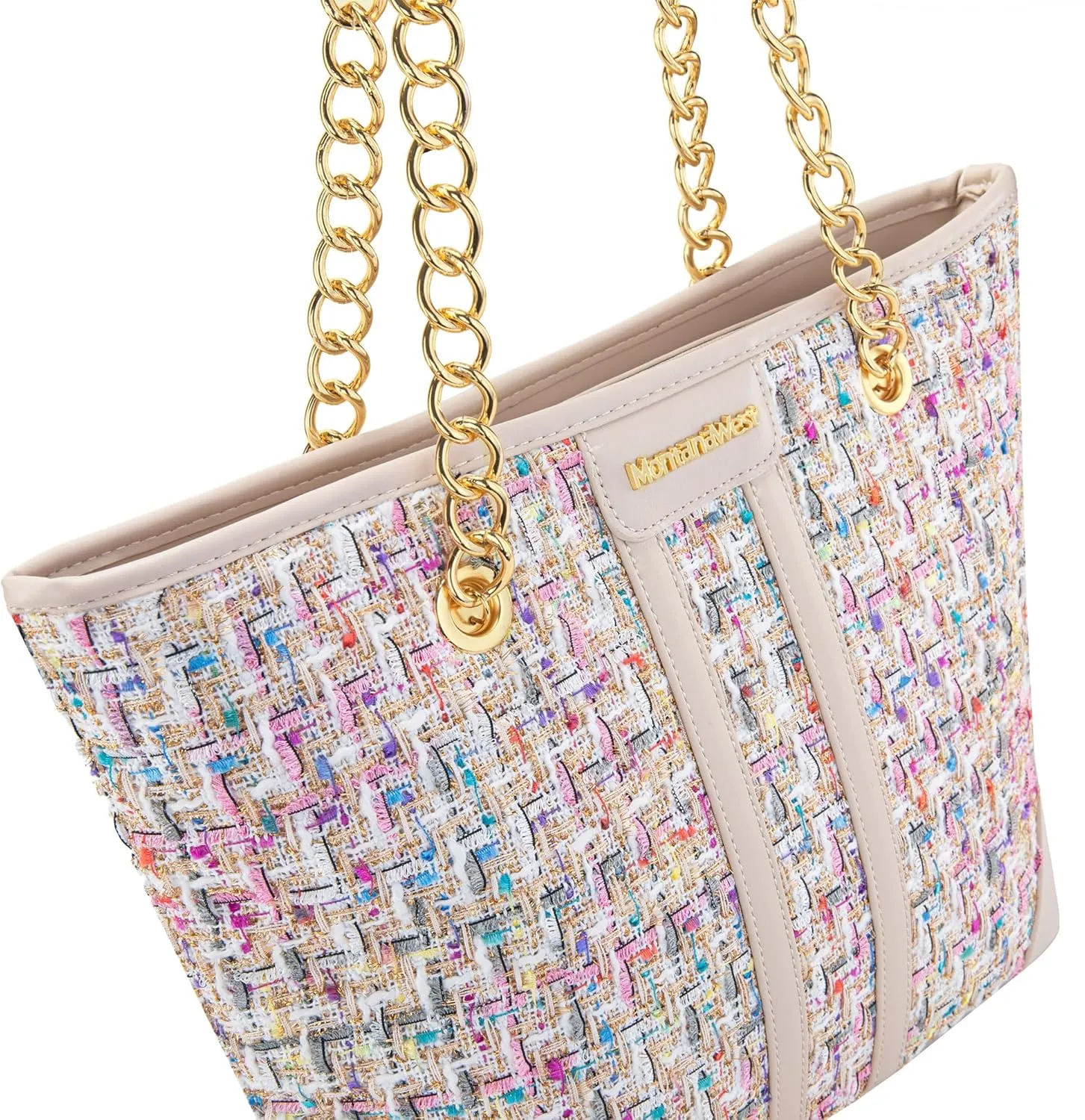 Montana West MEDIUM Tote Bag for Women Quilted Chain Handbags Shoulder Purse
