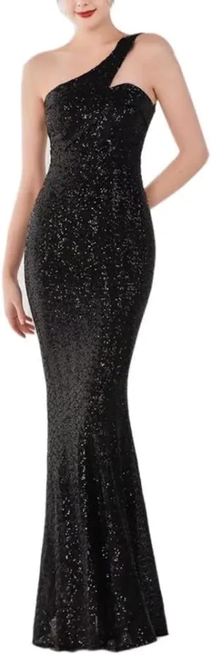 Mordarli 2023 One Shoulder Sequin Prom Dresses with Slit Long Formal Dresses Mermaid Evening Gowns