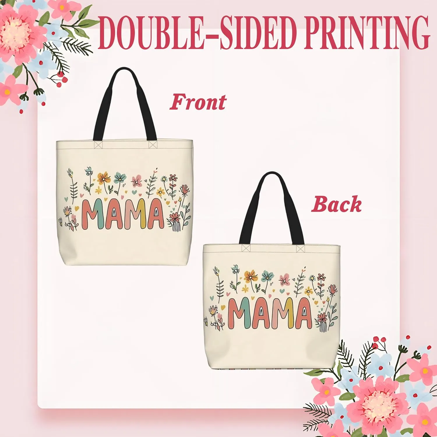 Mothers Day Tote Bag With Zipper Women Mom Bags Large Mama tote bag Reusable With Handles Mother Gifts