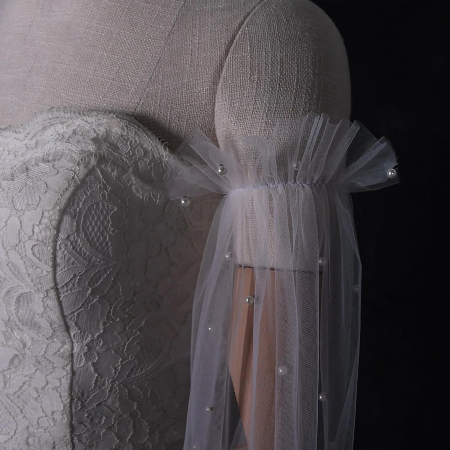Muloo Detachable Arm Sleeves with Pearl Bride Wedding Arm Cover Decorate Ruffle Sleeve for Bridal Accessories