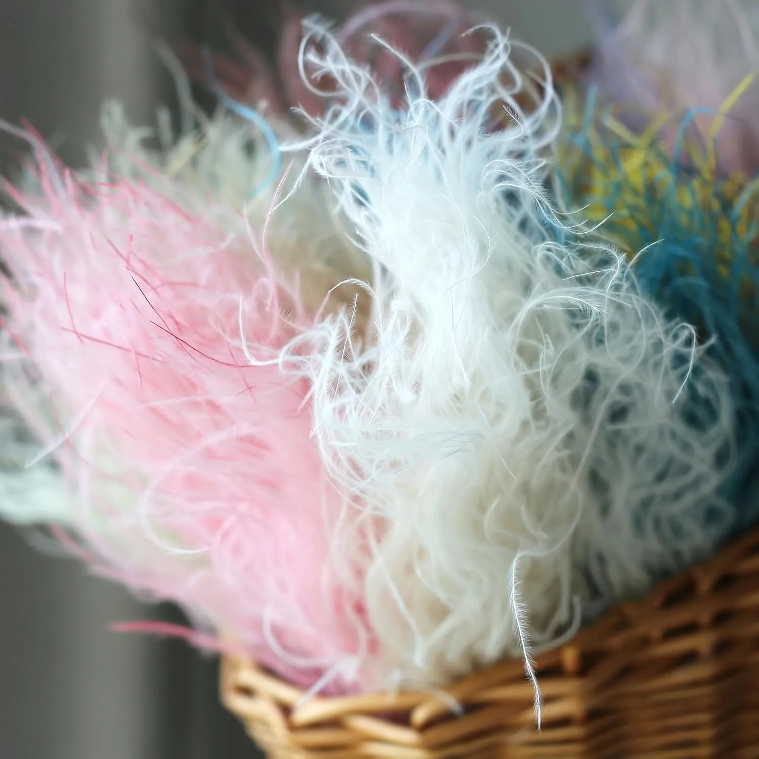 Natural Pink Feathers Grass Mini Fantasy Grass Fluffy Grass 10inch for Wedding Party Centerpieces, Easter Home Decorations (Blue)