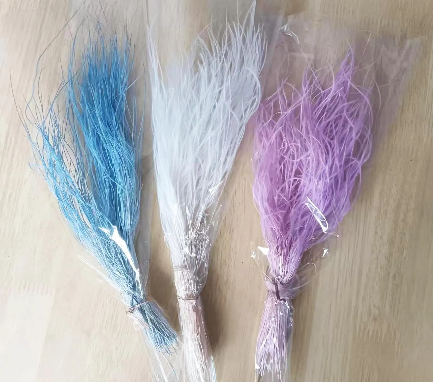 Natural Pink Feathers Grass Mini Fantasy Grass Fluffy Grass 10inch for Wedding Party Centerpieces, Easter Home Decorations (Blue)