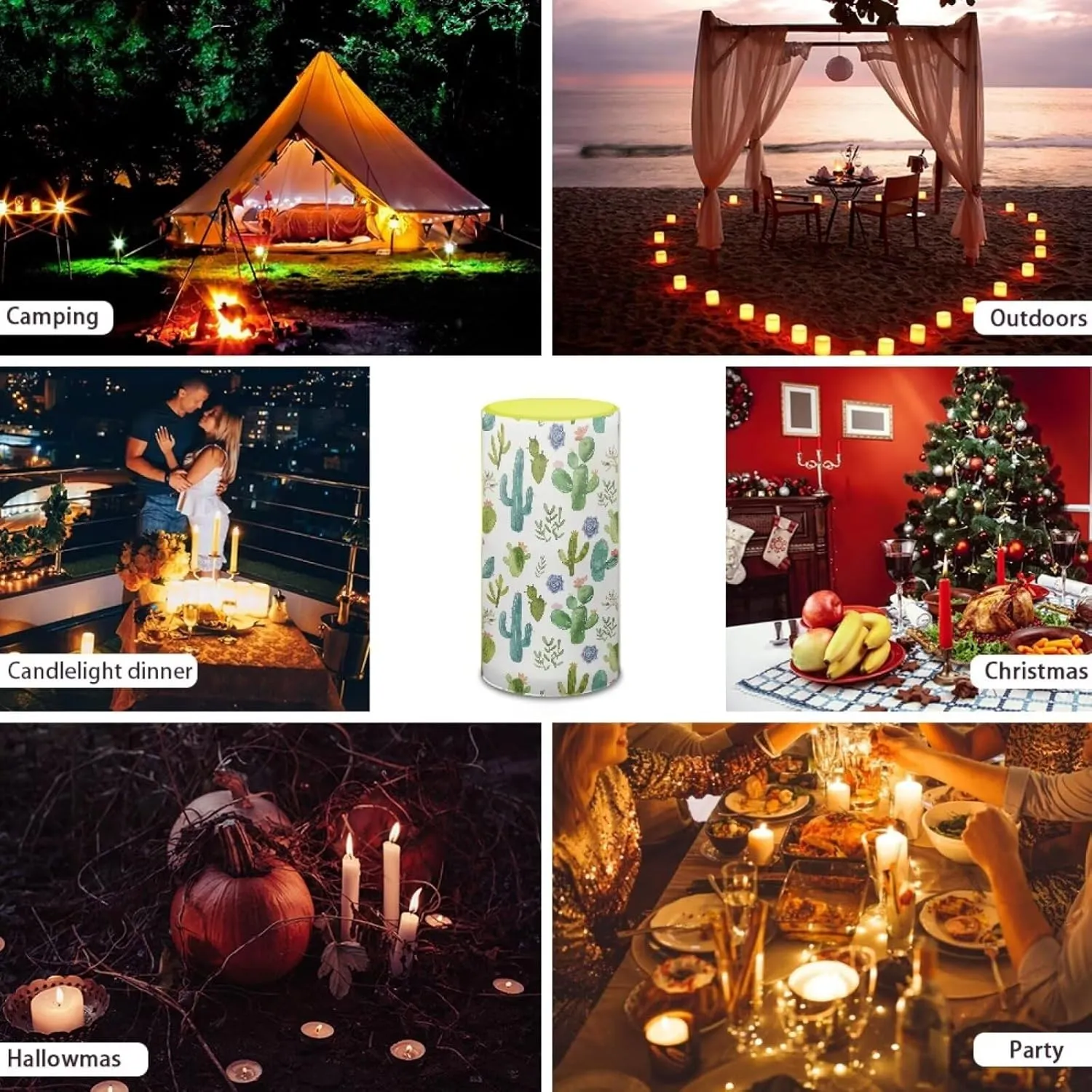 NDistinc Cactus Candles - LED Flameless Tea Lights for Wedding & Party Decor