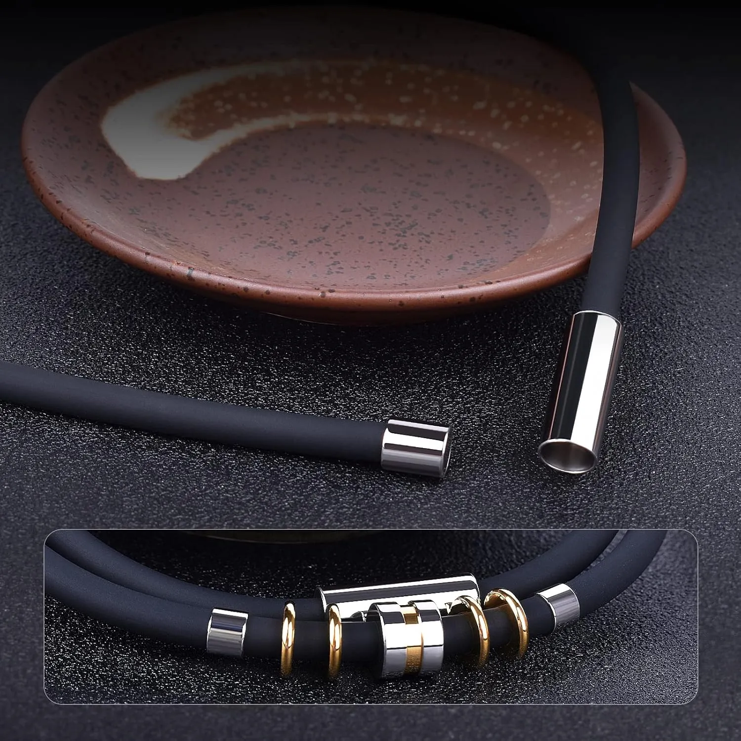 Necklace, Silicon Germanium, Static Elimination, Necklace, Static Elimination Goods, Antistatic, Stainless Steel, Fashion, Luxury Design, Popular Model, Worn by Many Baseball Players, Metal Allergy Free, For Gifts, Unisex [Wearable in All Seasons]