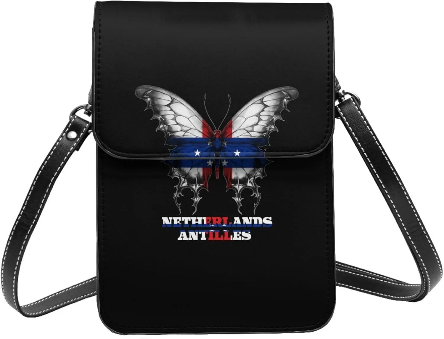 Netherlands Antilles The Dutch Antilles Butterflies Flag Small Crossbody Bag Is A Shoulder Bag Designed For Women And Girls Cell Phone Crossbody Wallet Purses With Card Slots Adjustable Strap