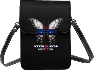 Netherlands Antilles The Dutch Antilles Butterflies Flag Small Crossbody Bag Is A Shoulder Bag Designed For Women And Girls Cell Phone Crossbody Wallet Purses With Card Slots Adjustable Strap