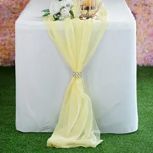 New Creations Fabric & Foam Inc, Chiffon Table Runner Extra Long, Wedding Runners, Holiday Table Runners, Long Table Runners, (Light Yellow, 14" Wide x 120" Long)