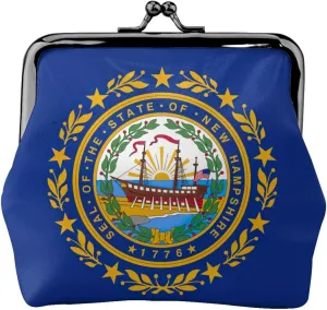 New Hampshire state flag print Cute Buckle Coin Purses Vintage Pouch Kiss lock Change Purse Wallets for Women Fashion