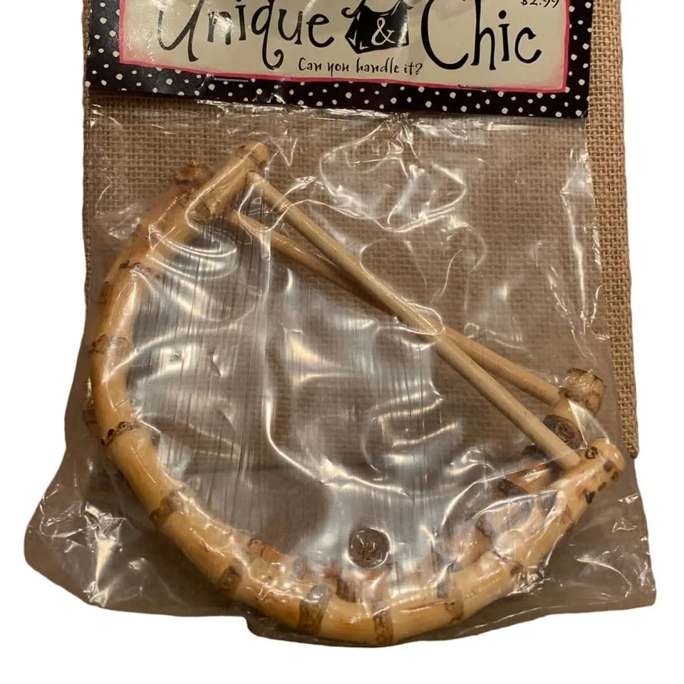 New Unique & Chic Semi-Circle Curved Bamboo Burse Handles Craft Supply