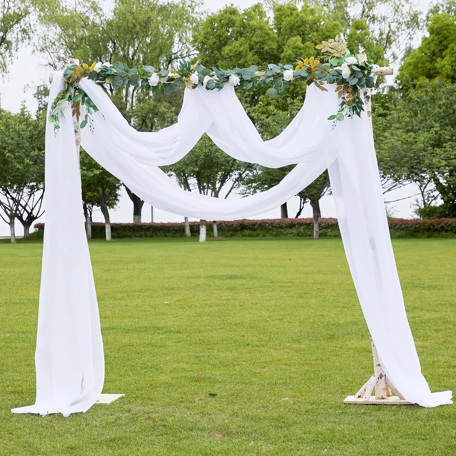 NICETOWN White Sheer Window Scarf 216 inch Extra Long, Soft Voile Textured Bed Canopy Scarf Curtains for Event Designs/Home Decor, 60 inches Wide, Set of 2