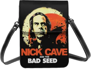 Nick Rock Cave and The Bad Music Seeds Small Cell Phone Purse Women's PU leather Crossbody Bag Classic Shoulder Bags Wallet For Adults Stocking Stuffers Handbag Purses