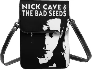 Nick Rock Cave and The Bad Music Seeds Small Cell Phone Purse Women's PU leather Crossbody Bag Classic Shoulder Bags Wallet For Adults Stocking Stuffers Purses