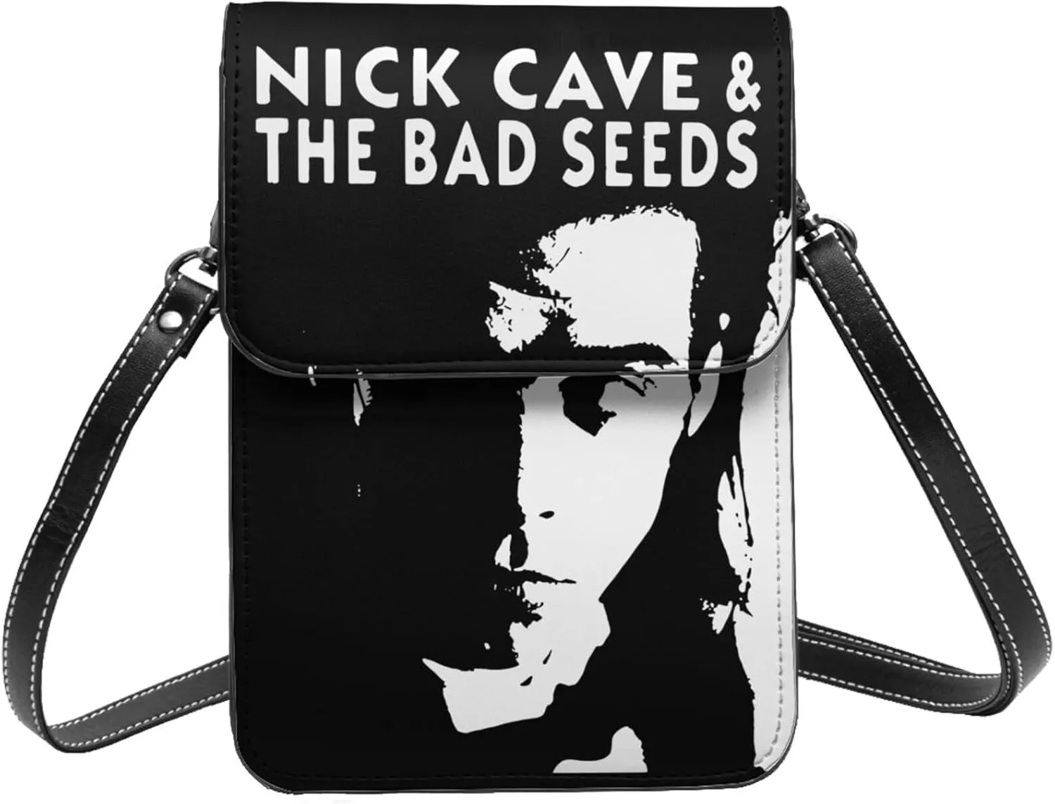Nick Rock Cave and The Bad Music Seeds Small Cell Phone Purse Women's PU leather Crossbody Bag Classic Shoulder Bags Wallet For Adults Stocking Stuffers Purses